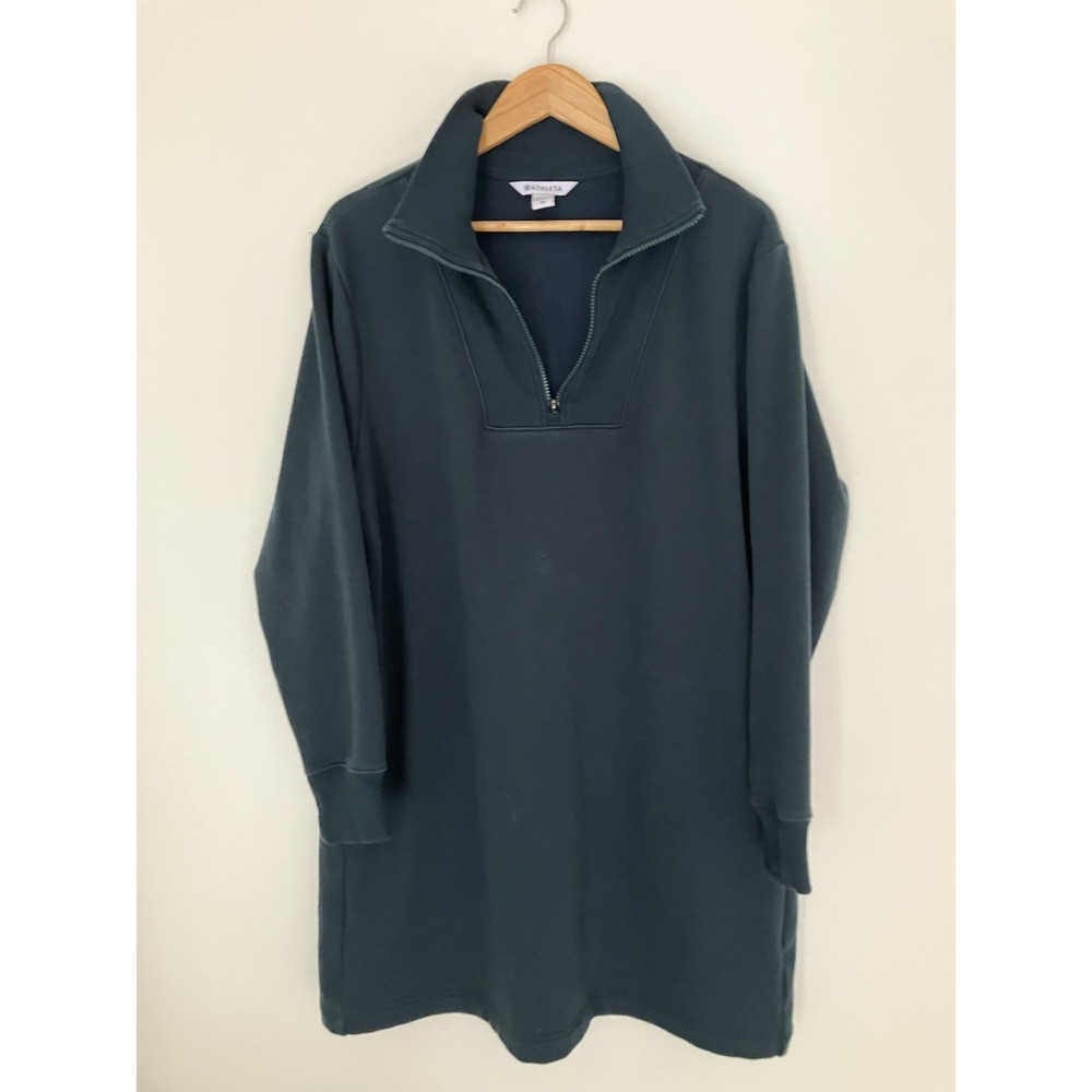 Athleta 1/2 Zip Long Sweat Shirt / Dress In Green Size 1X